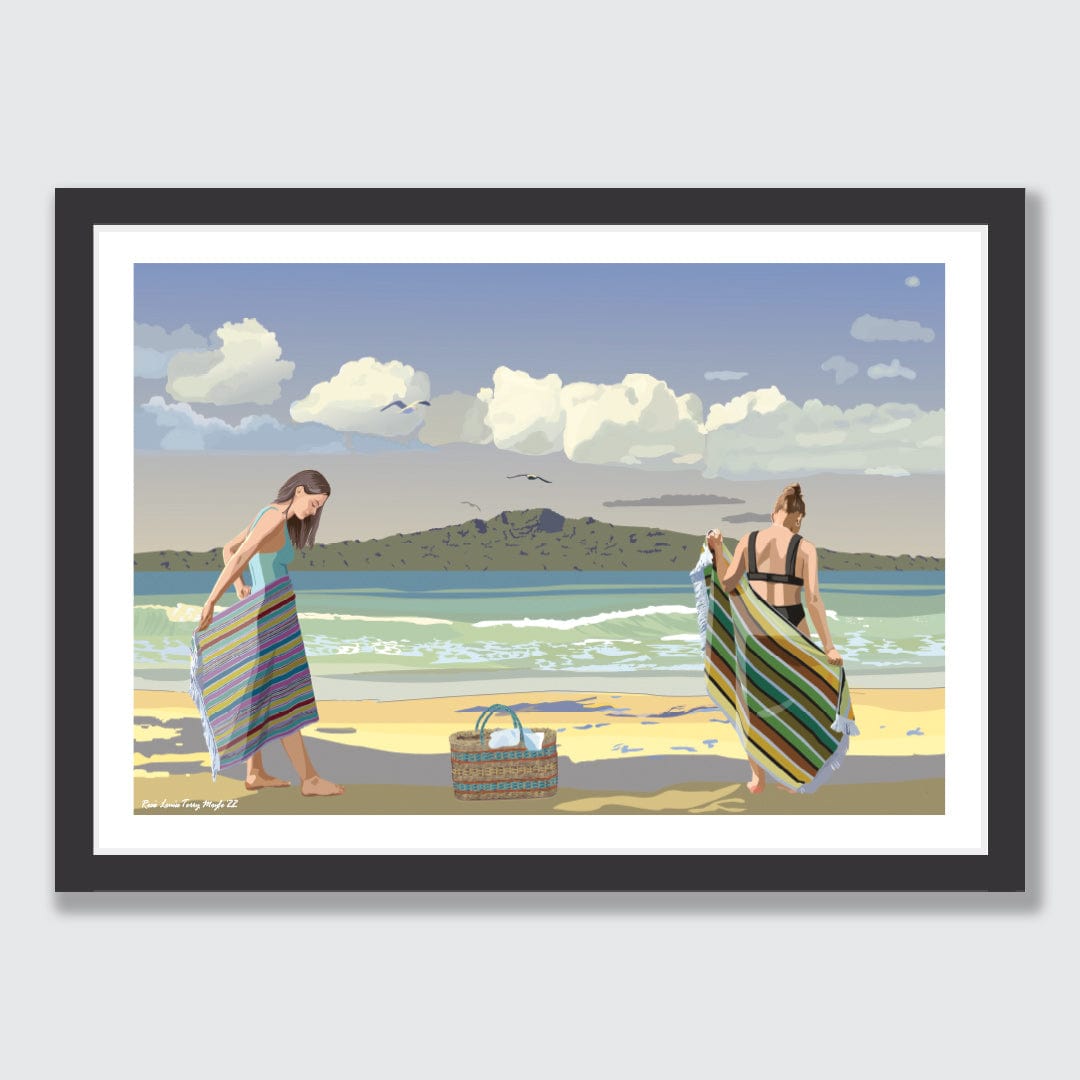 Rangitoto Bathers Art Print by Rosie Louise & Terry Moyle