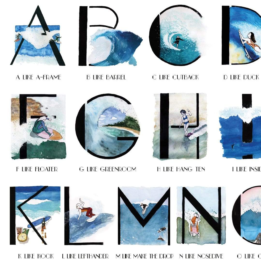 The Surfing Alphabet Art Print by Laura Feller