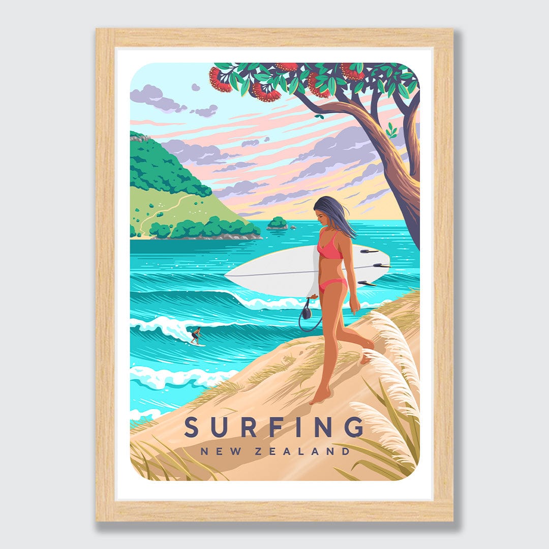 Surfing New Zealand Art Print by Julia Murray