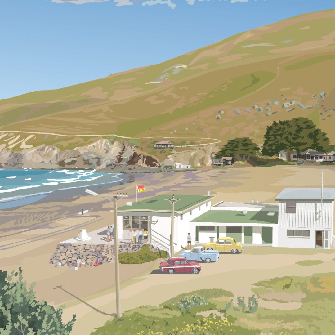 Surfing Taylors Mistake Beach Art Print by Rosie Louise & Terry Moyle