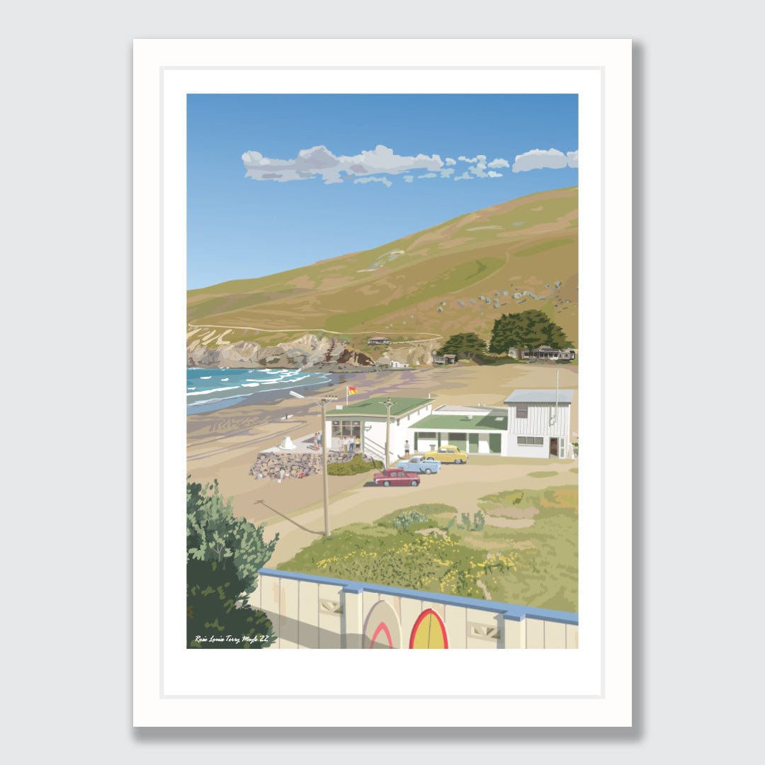 Surfing Taylors Mistake Beach Art Print by Rosie Louise & Terry Moyle
