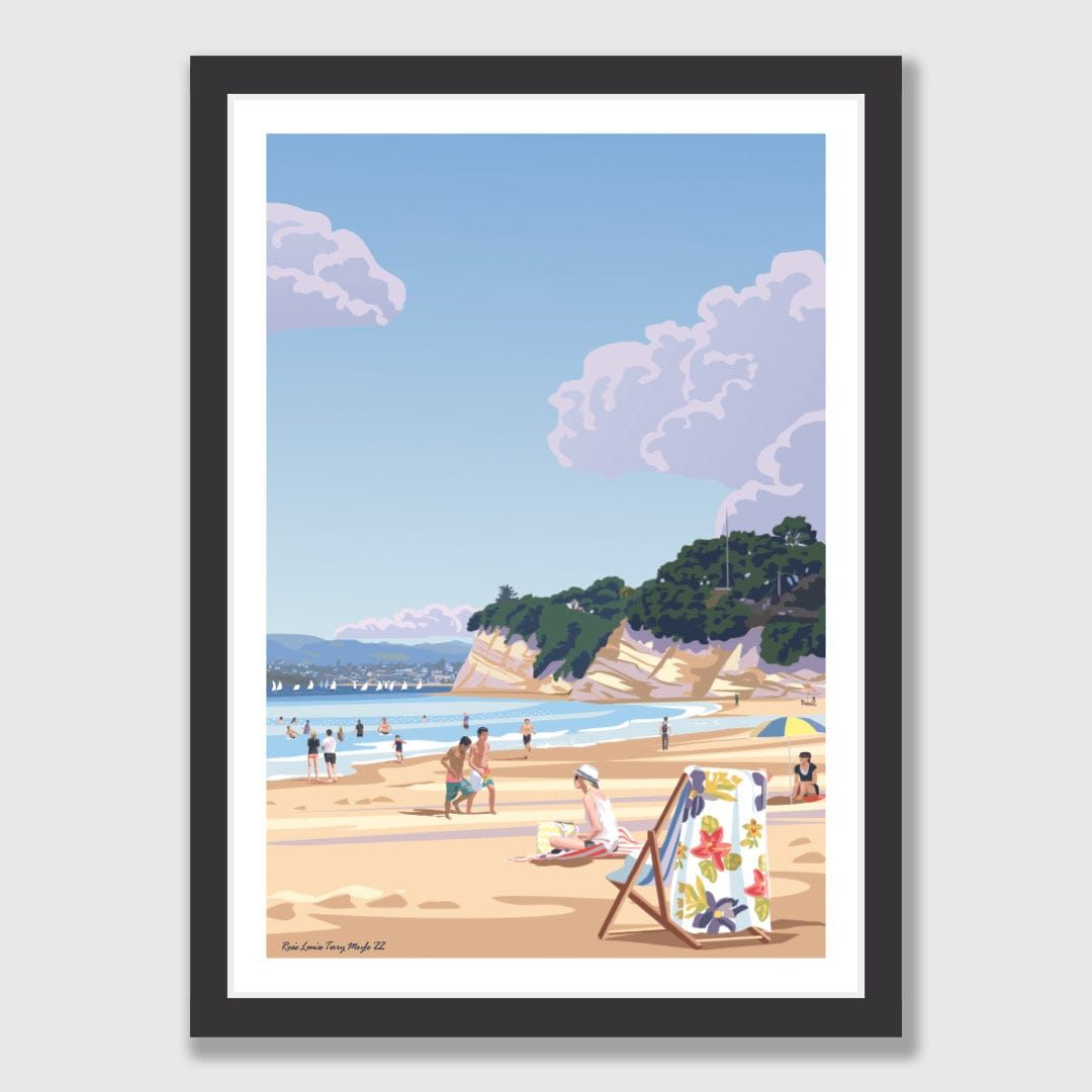 Takapuna Beach Swim Art Print by Rosie Louise &amp; Terry Moyle