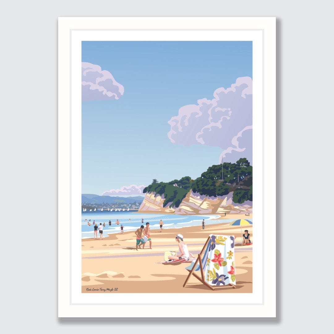 Takapuna Beach Swim Art Print by Rosie Louise & Terry Moyle