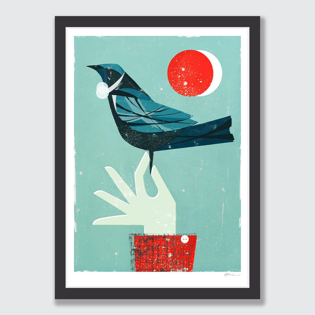 Tui in Hand Art Print by Holly Roach