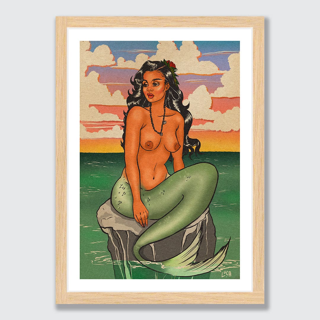 Aulola 'The Dawn' Mermaid Art Print by Luca Tu'avao Walton