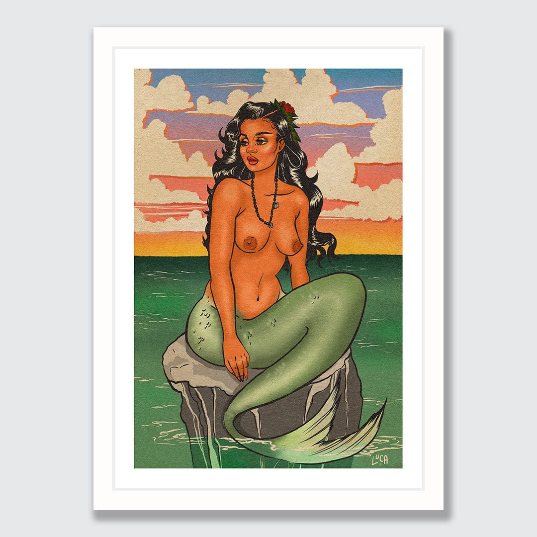 Aulola 'The Dawn' Mermaid Art Print by Luca Tu'avao Walton