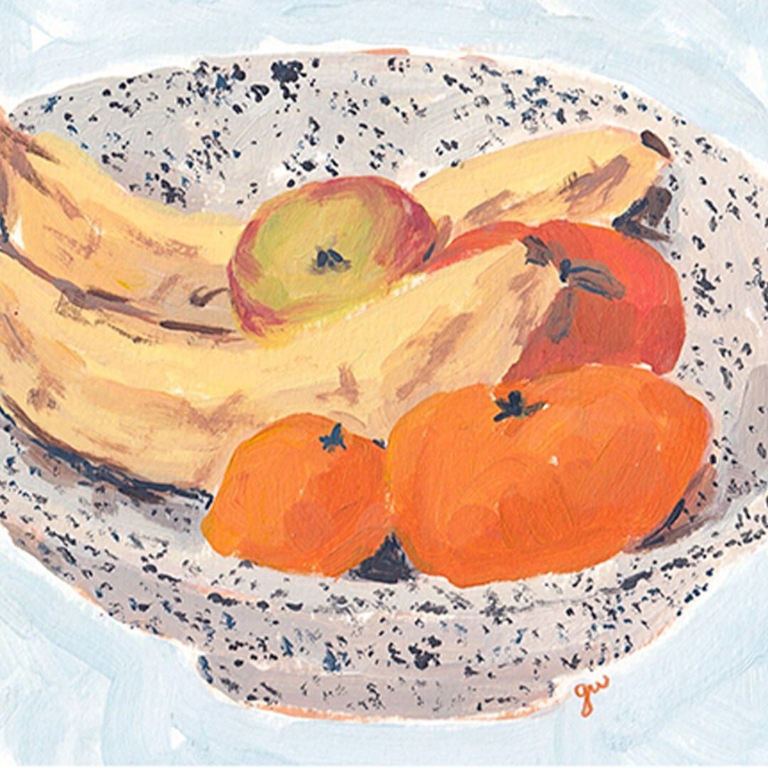 Baby Blue Fruit Bowl Art Print by Grace Wilkinson