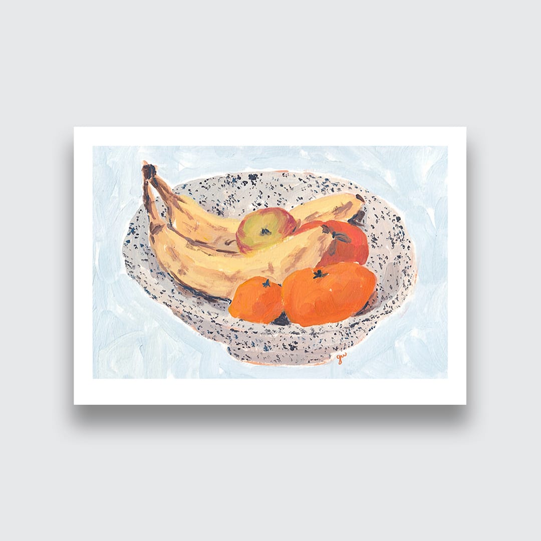 Baby Blue Fruit Bowl Art Print by Grace Wilkinson