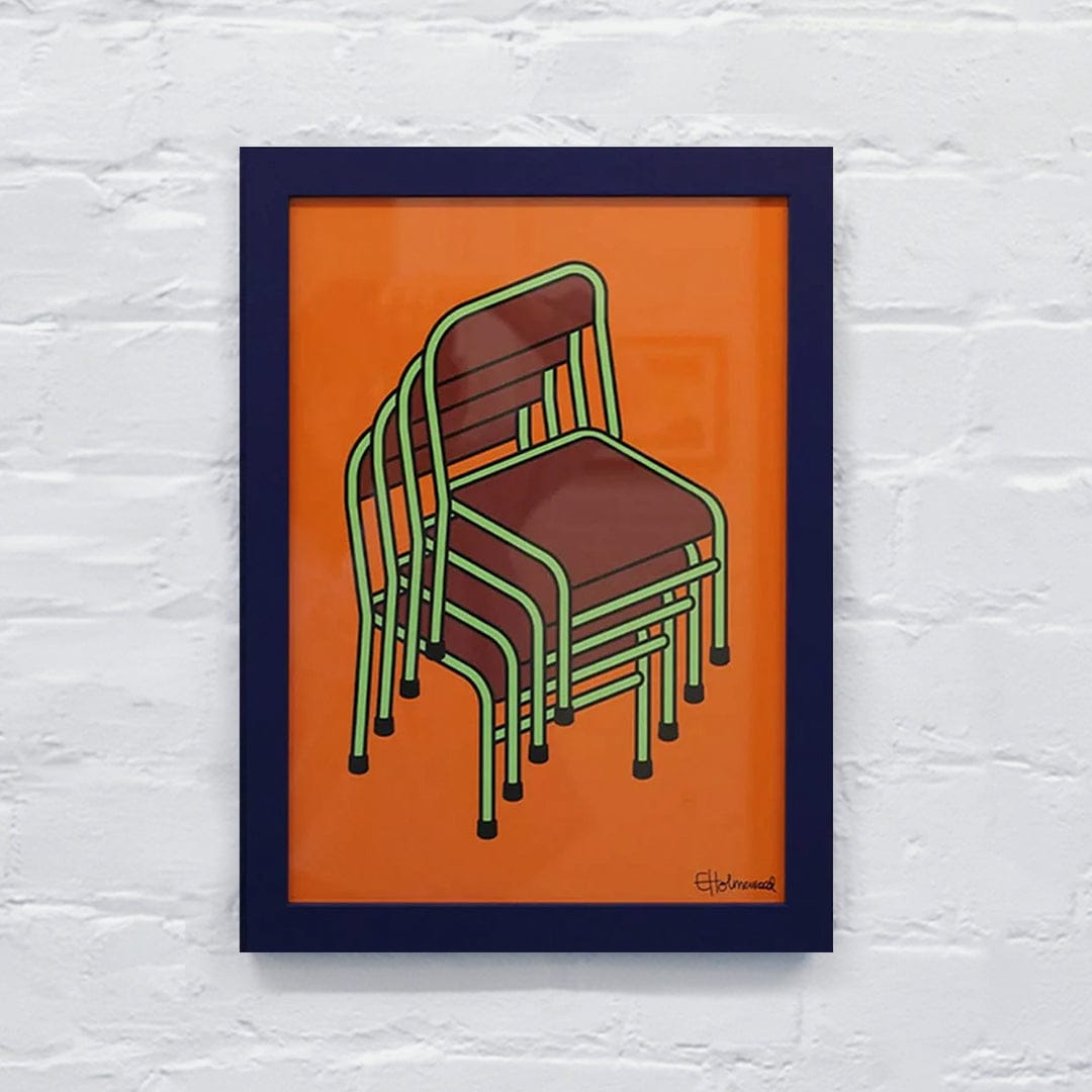 Bespoke Framed Chairs Up Art Print by Emile Holmewood