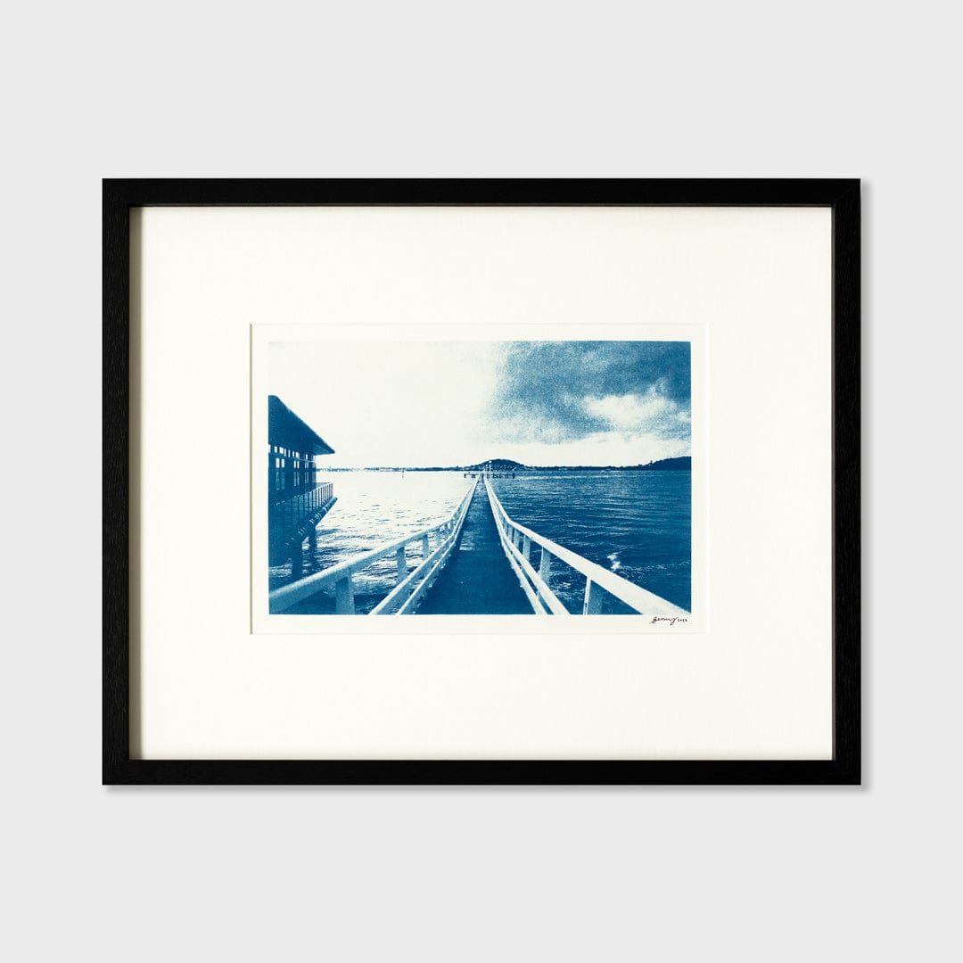 Bespoke Framed A4 Okahu Bay Cyanotype by Sophia Jenny