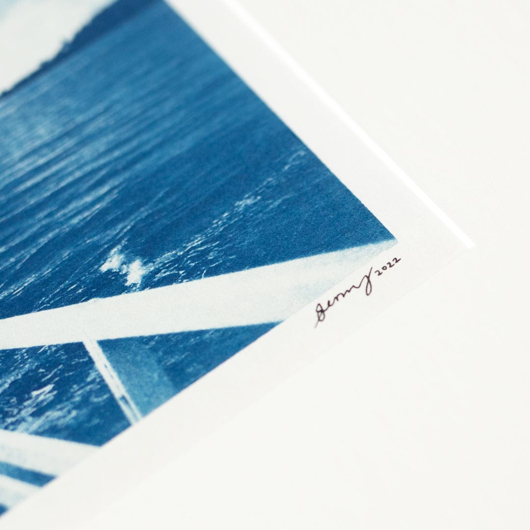 Bespoke Framed A4 Okahu Bay Cyanotype by Sophia Jenny