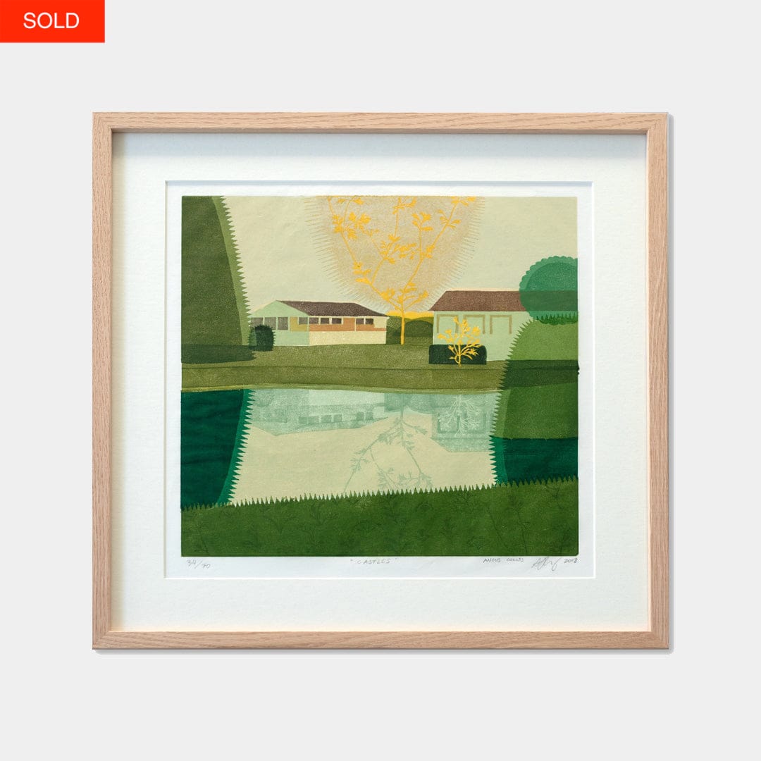 Bespoke Framed Castles Limited Edition Woodblock Print by Angus Collis