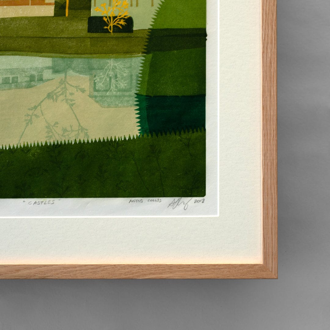 Bespoke Framed Castles Limited Edition Woodblock Print by Angus Collis