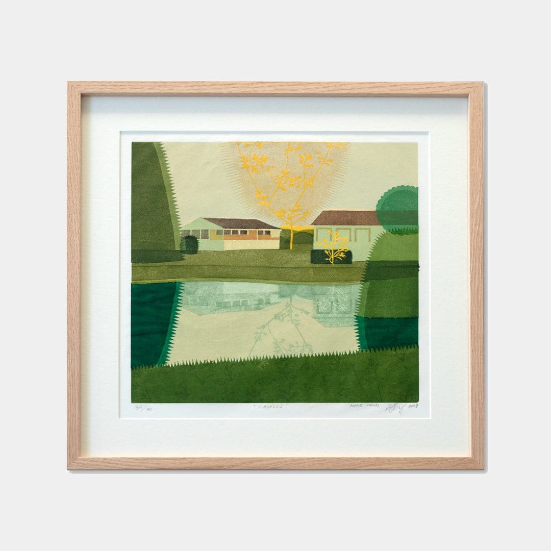 Bespoke Framed Castles Limited Edition Woodblock Print by Angus Collis