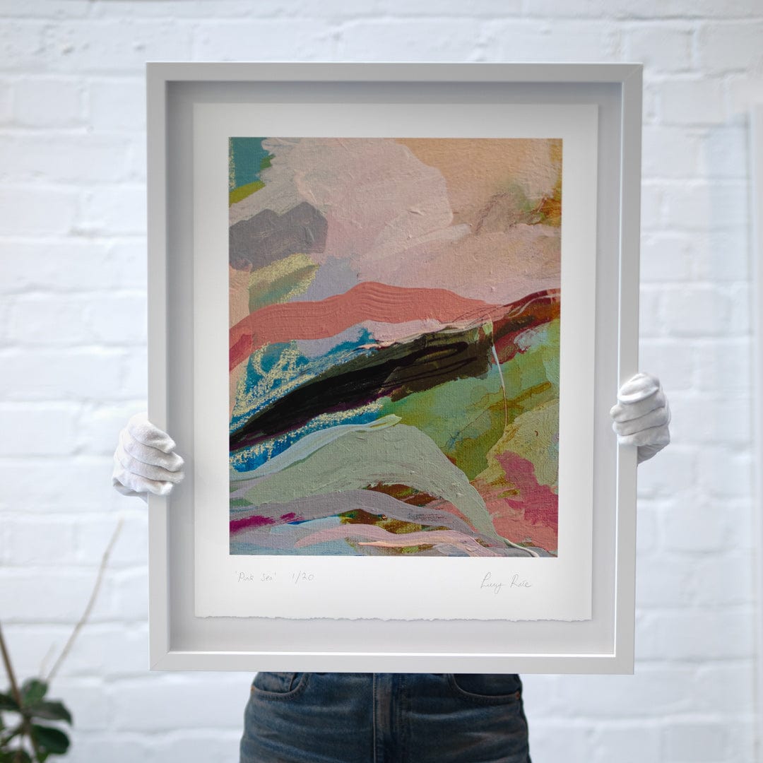 Bespoke Framed Limited Edition Pink Sea Art Print by Lucy Rice