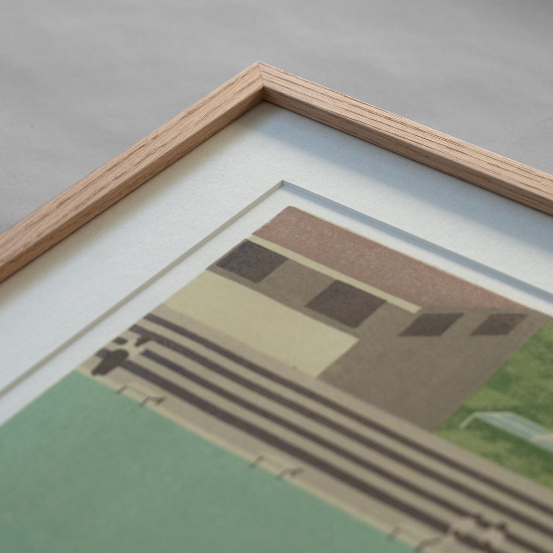 Bespoke Framed Nostalgic Pool Limited Edition Woodblock Print by Angus Collis corner