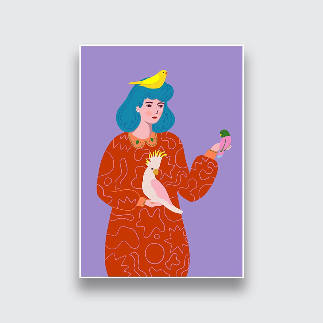 Birds and Girl Art Print by Crissie Rhoda