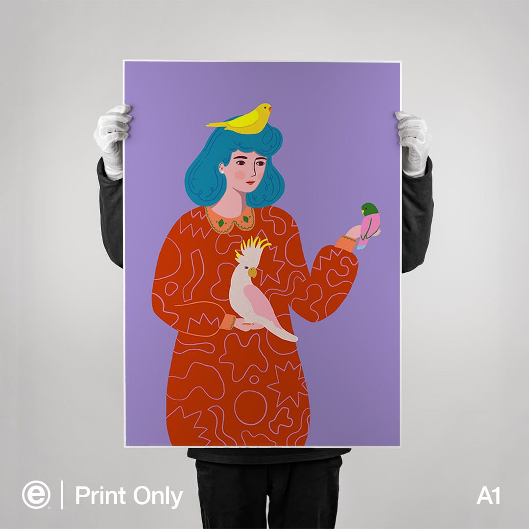 Birds and Girl Art Print by Crissie Rhoda