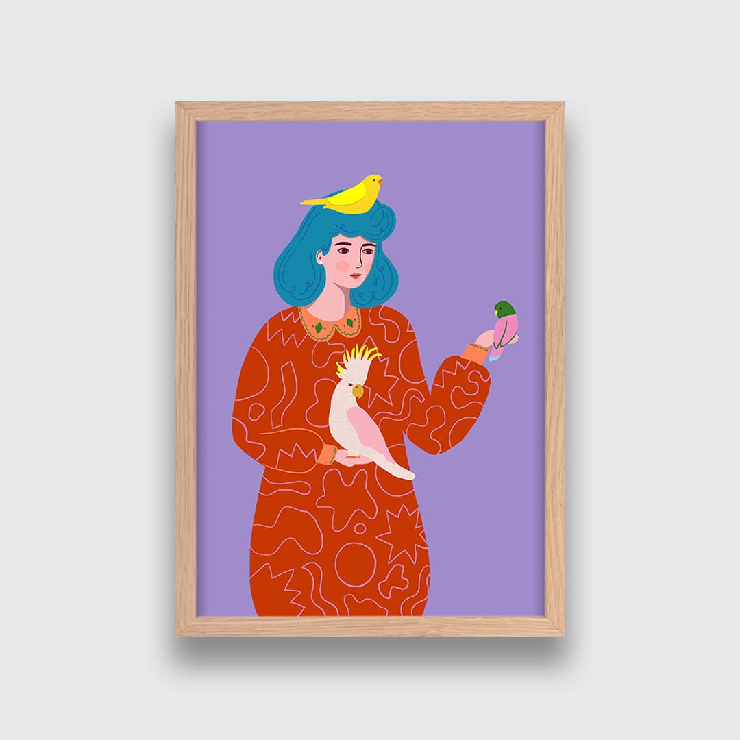 Birds and Girl Art Print by Crissie Rhoda