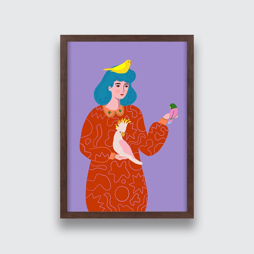 Birds and Girl Art Print by Crissie Rhoda