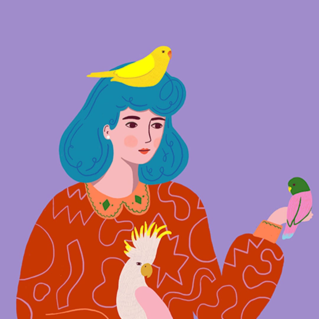 Birds and Girl Art Print by Crissie Rhoda