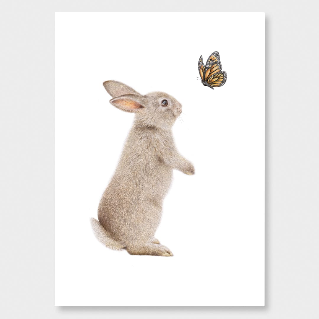 Bunny and Butterfly Art Print by Olivia Bezett