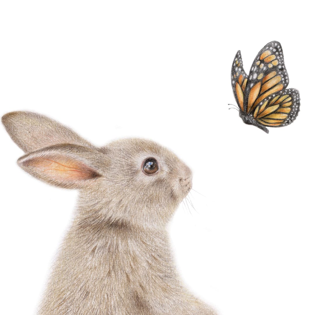 Bunny and Butterfly Art Print by Olivia Bezett
