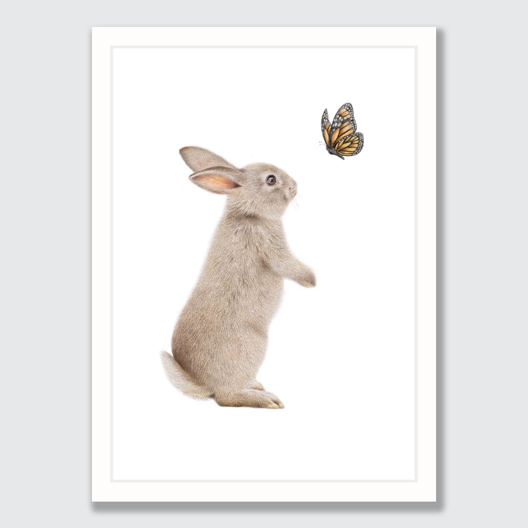 Bunny and Butterfly Art Print by Olivia Bezett