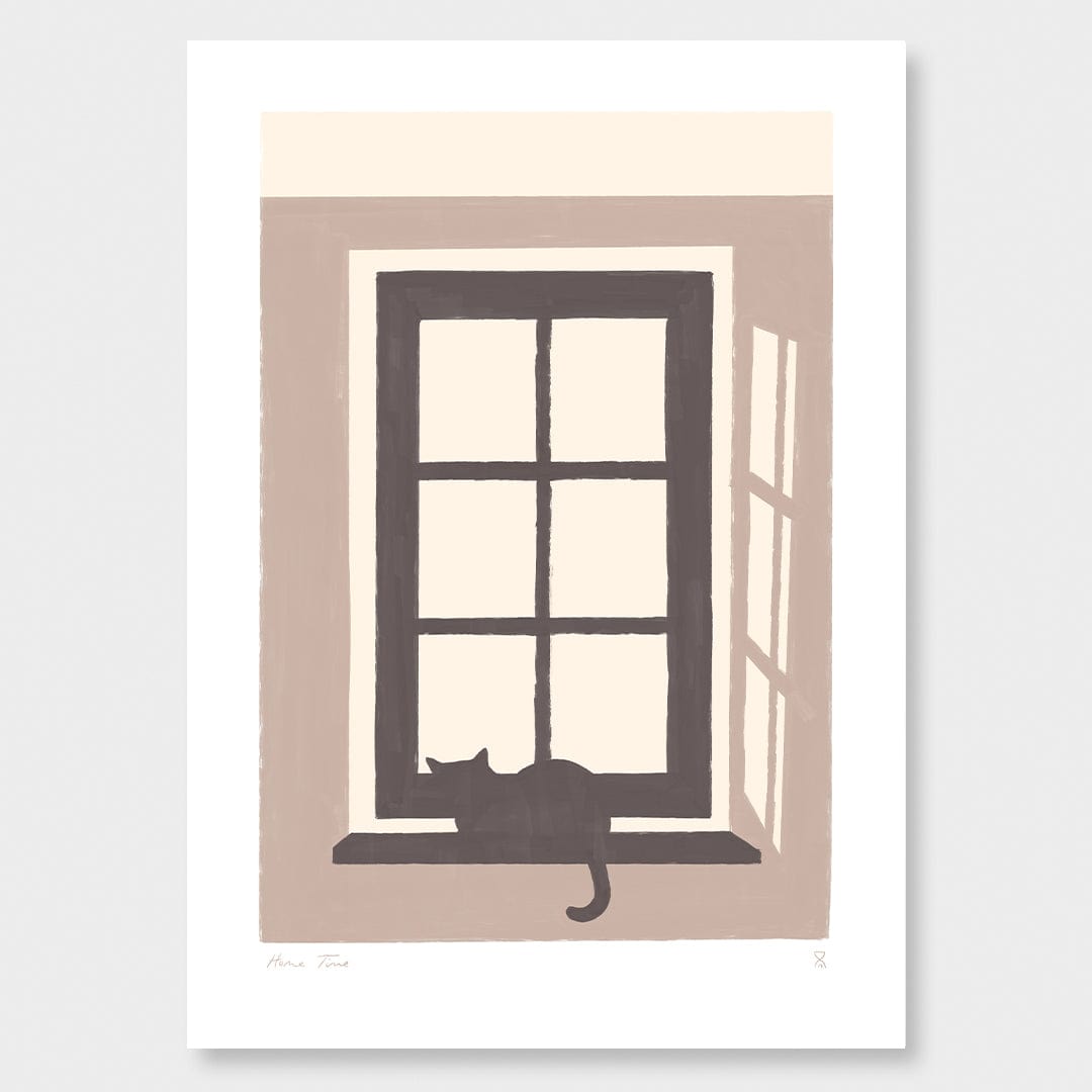 Cats Waiting in the Window Art Print by Home Time