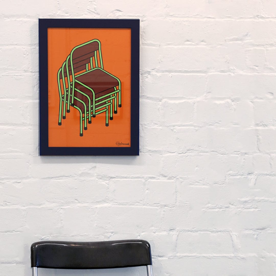 Bespoke Framed Chairs Up Art Print by Emile Holmewood