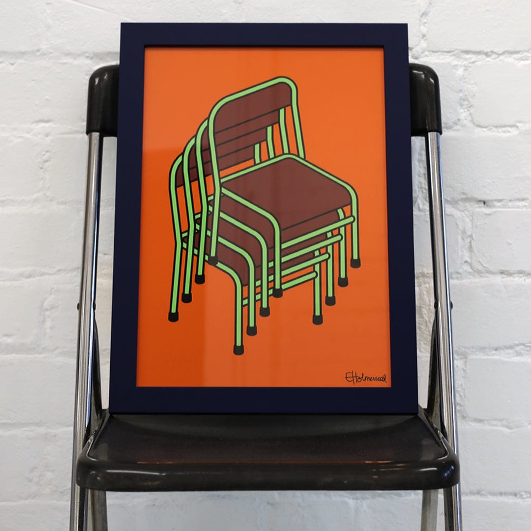 Bespoke Framed Chairs Up Art Print by Emile Holmewood