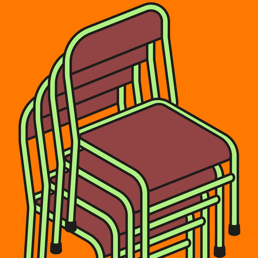 Chairs Up Art Print by Emile Holmewood