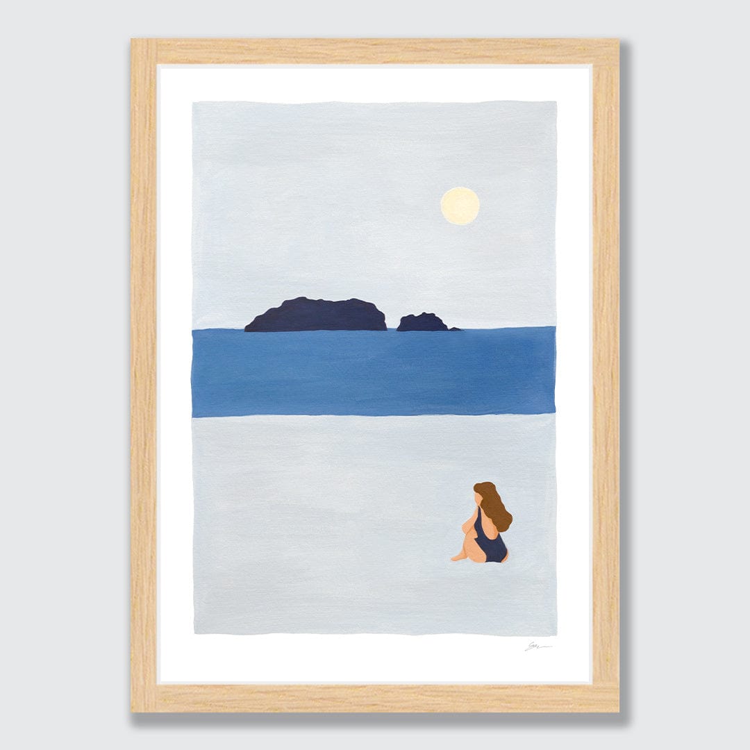 Cold Swim Whangamata Art Print by Grace Popplewell