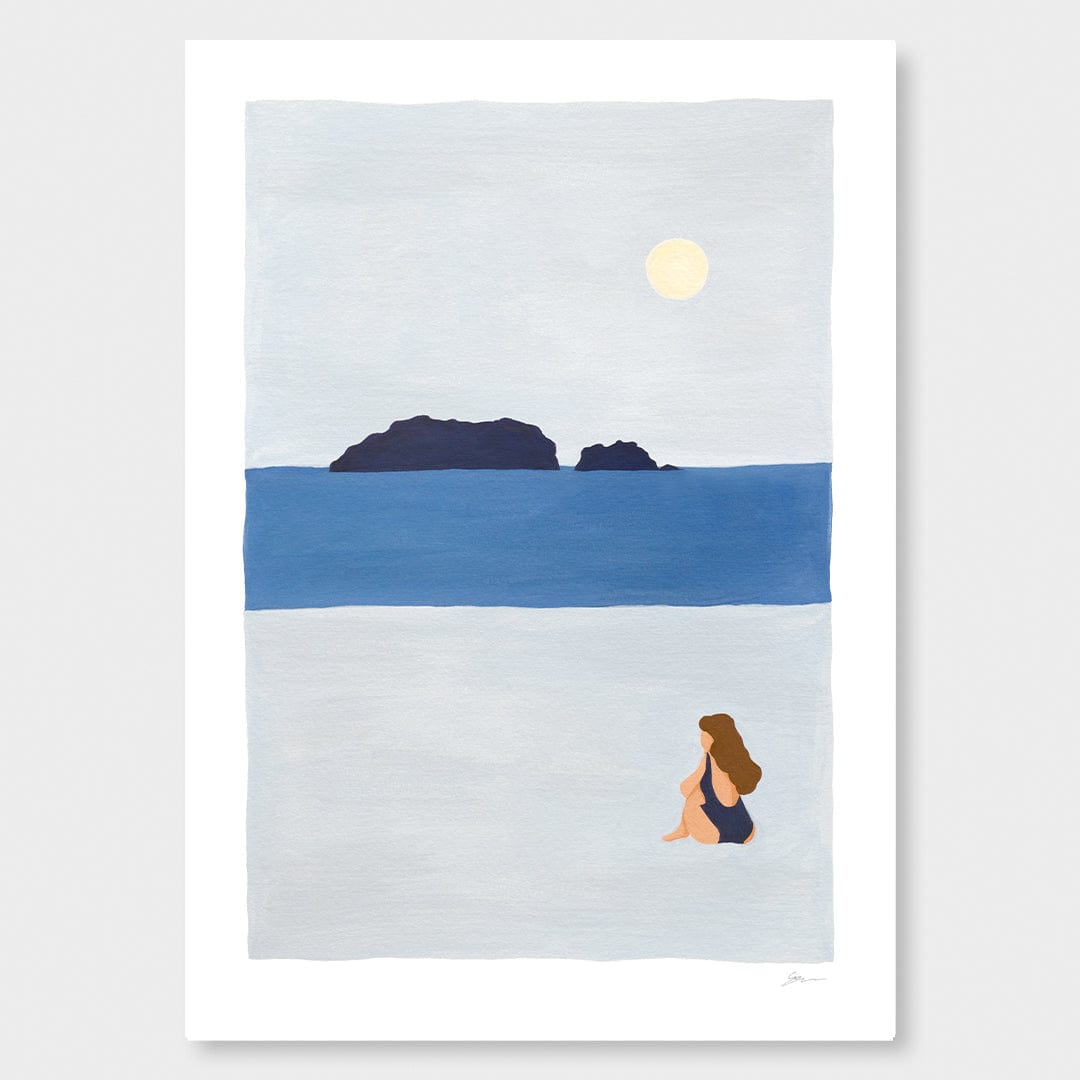 Cold Swim Whangamata Art Print by Grace Popplewell