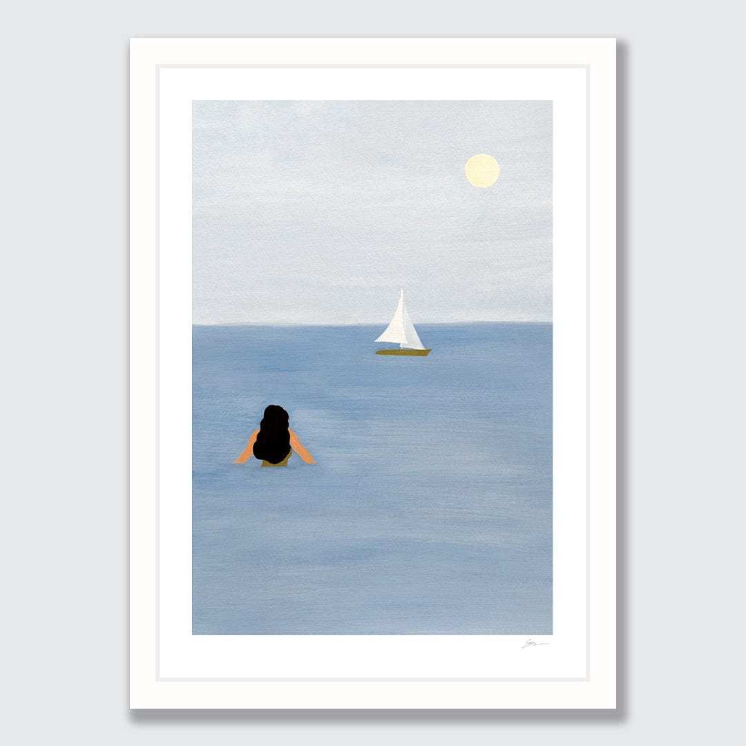 Cold Swim off the Boat Art Print by Grace Popplewell