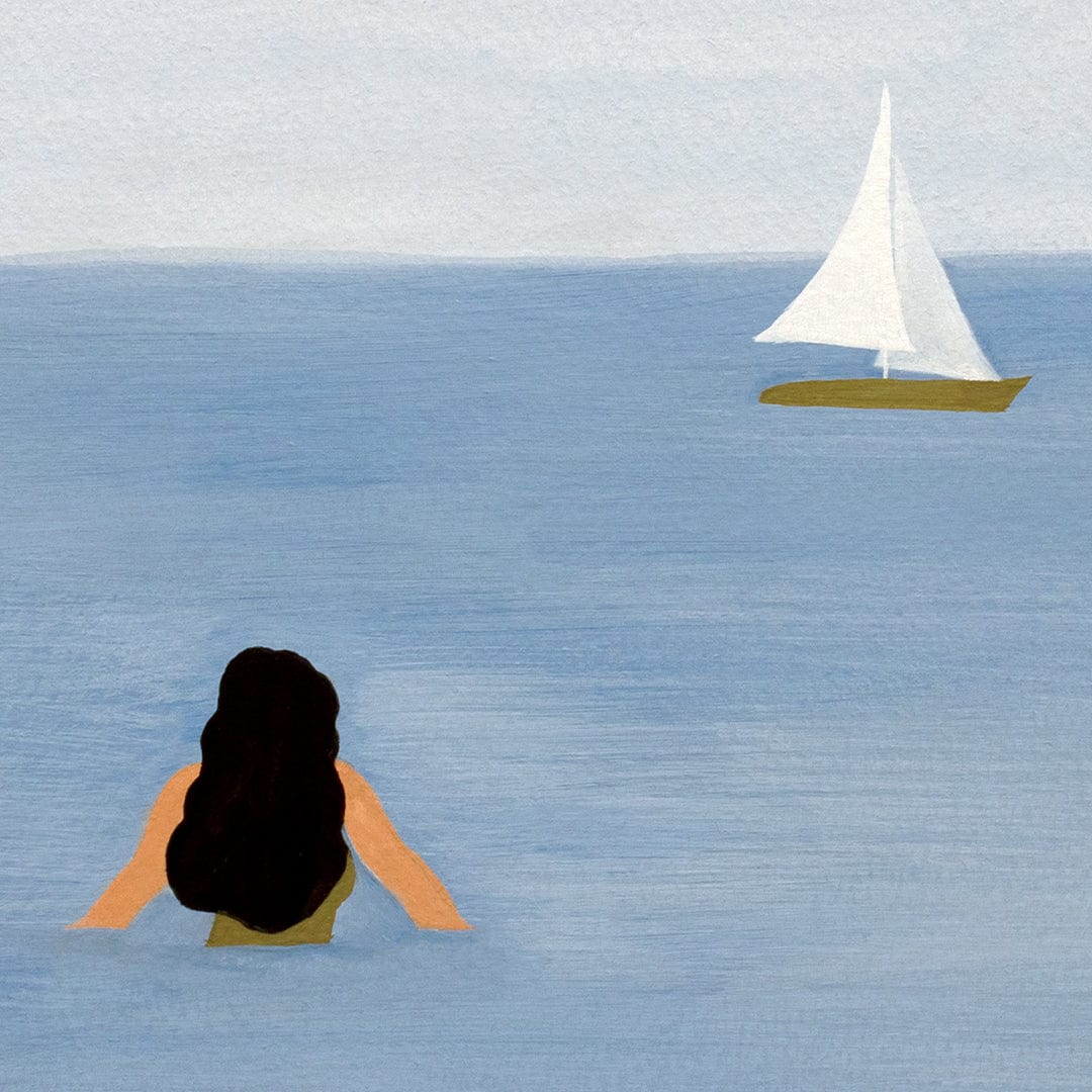 Cold Swim off the Boat Art Print by Grace Popplewell