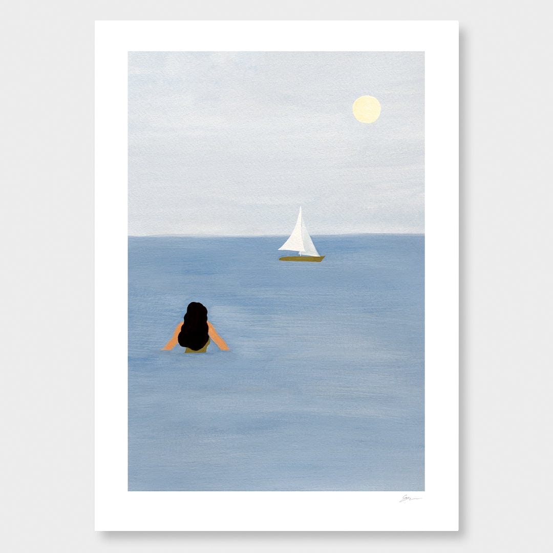 Cold Swim off the Boat Art Print by Grace Popplewell