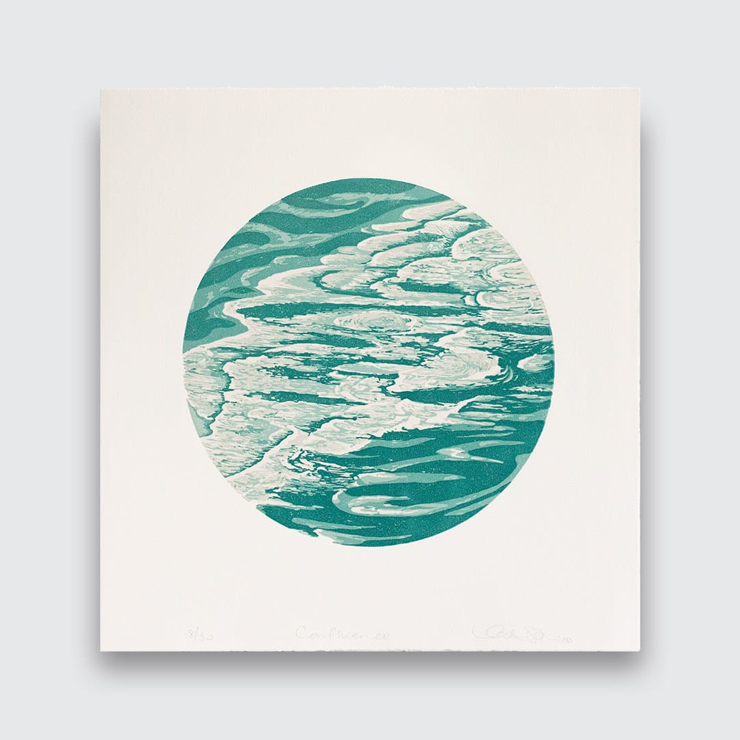 Confluence Linocut Reduction Print by Kate Steiner