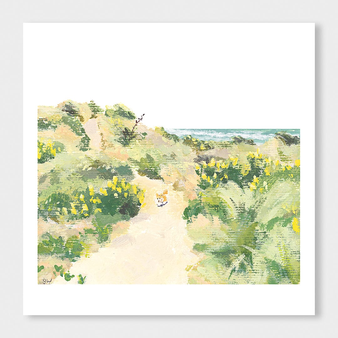 Dog in the Dunes Art Print by Grace Wilkinson