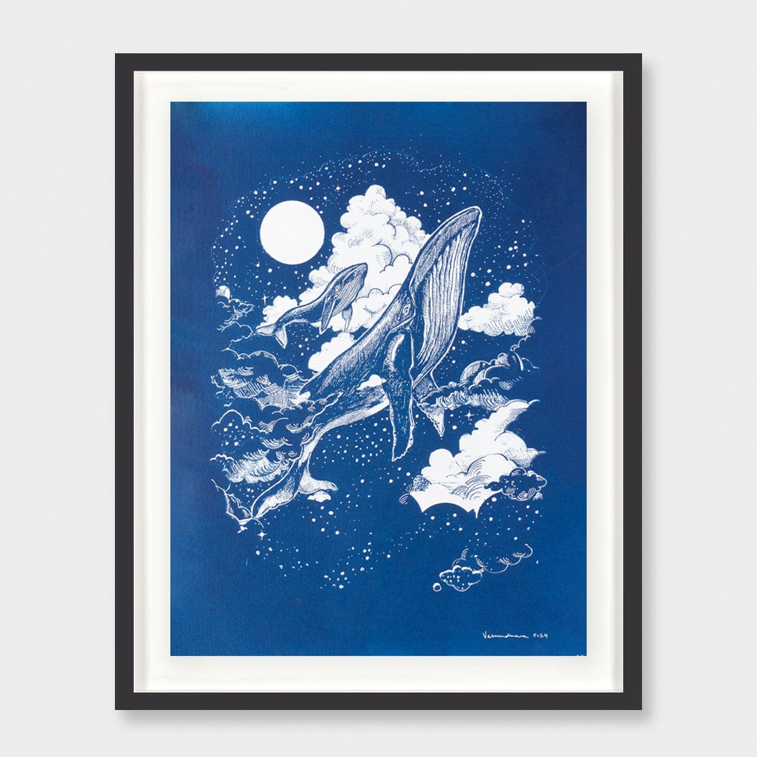 Dream Whales Cyanotype Original Artwork by Vasundhara Singh