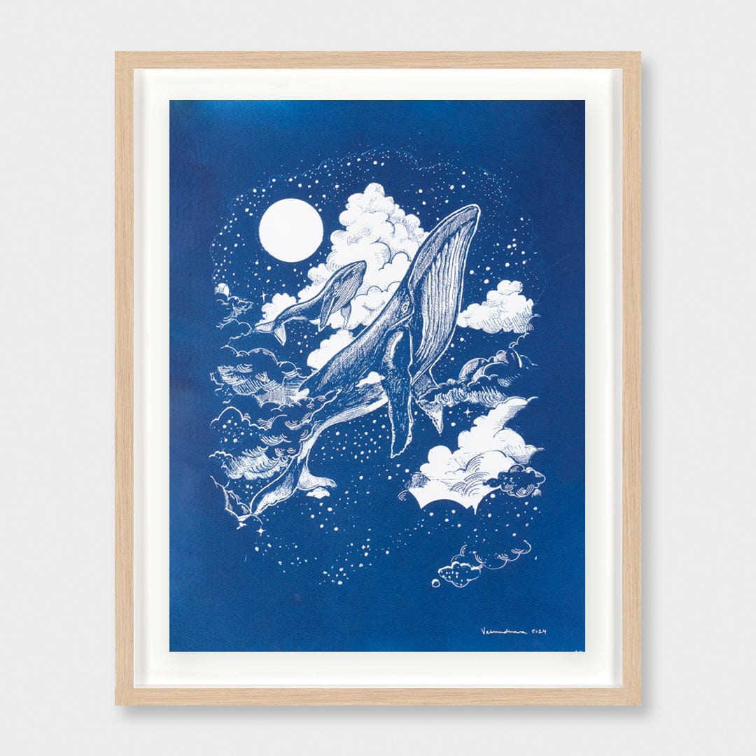 Dream Whales Cyanotype Original Artwork by Vasundhara Singh