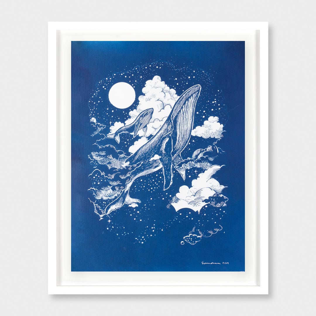 Dream Whales Cyanotype Original Artwork by Vasundhara Singh