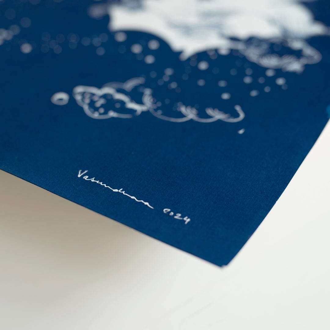 Dream Whales Cyanotype Original Artwork by Vasundhara Singh