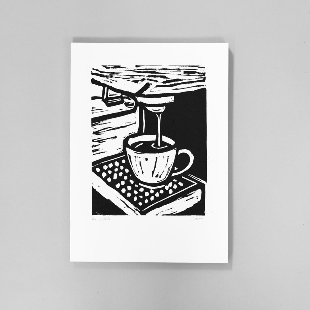 Espresso Linocut Reduction Print by Jackson Munn