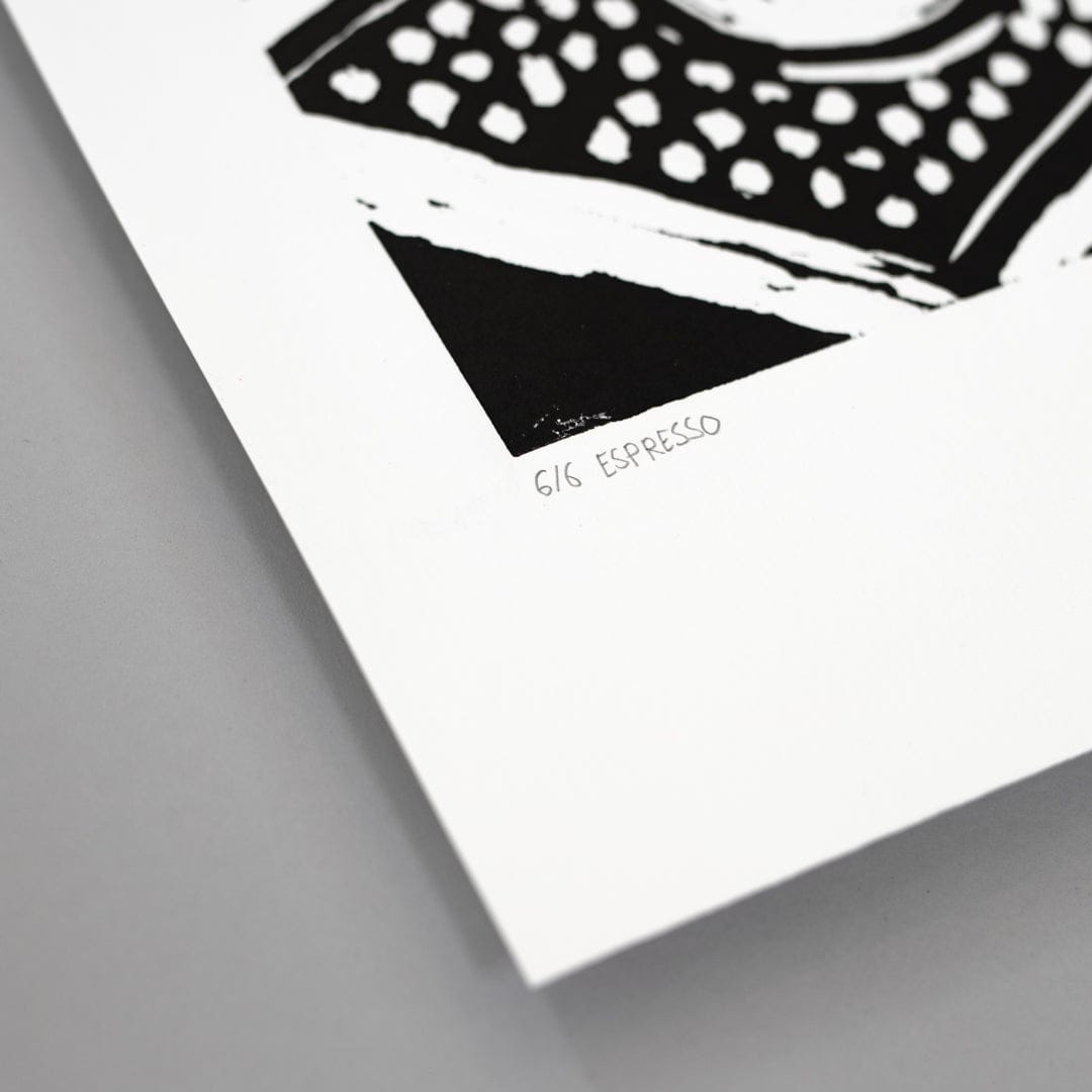 Espresso Linocut Reduction Print by Jackson Munn