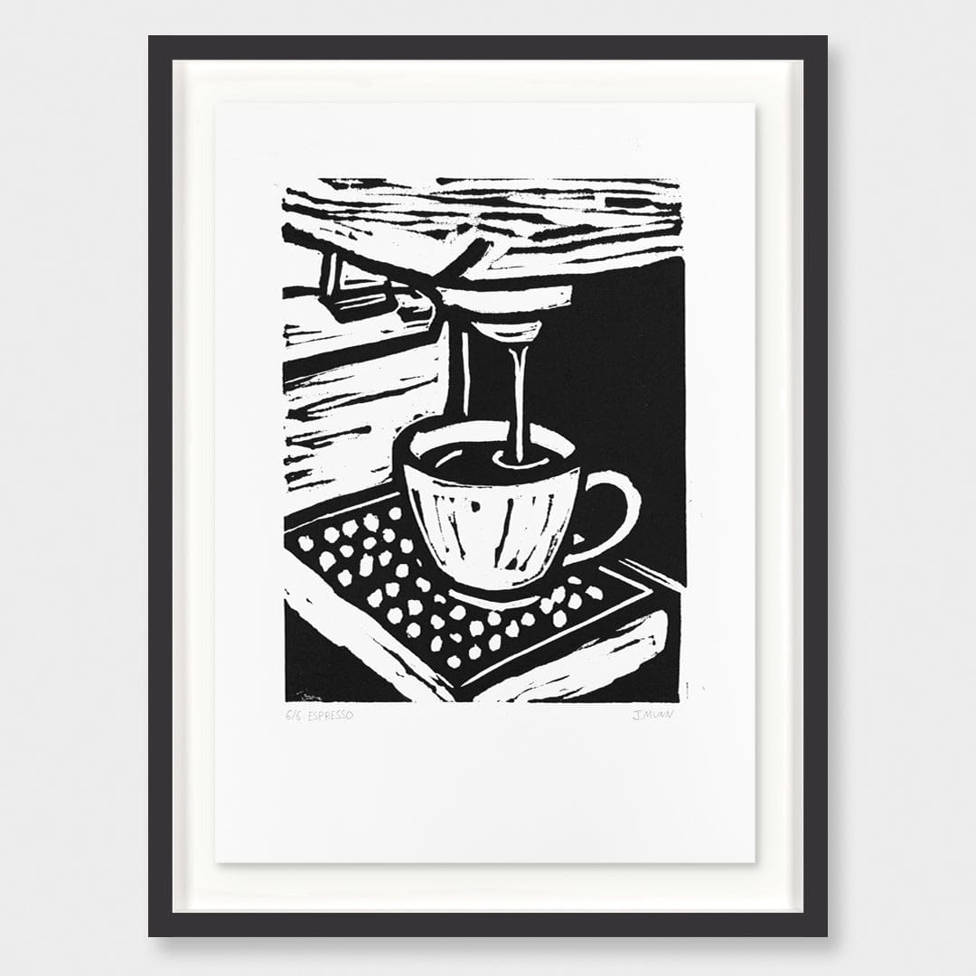Espresso Linocut Reduction Print by Jackson Munn