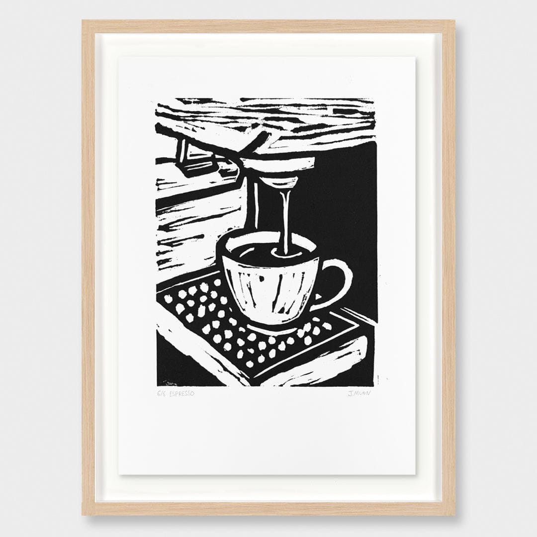 Espresso Linocut Reduction Print by Jackson Munn