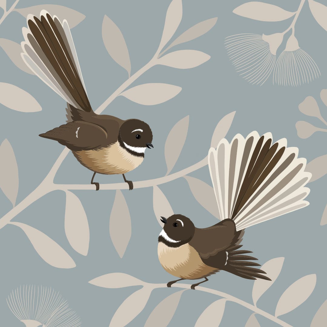 Fantail Pair - Piwakawaka Art Print by Cathy Hansby