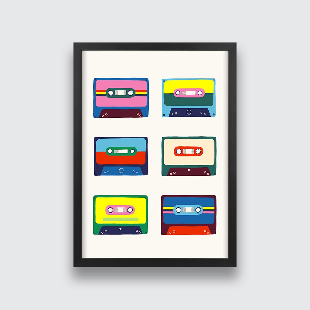 Favourite Cassettes Art Print by Crissie Rodda