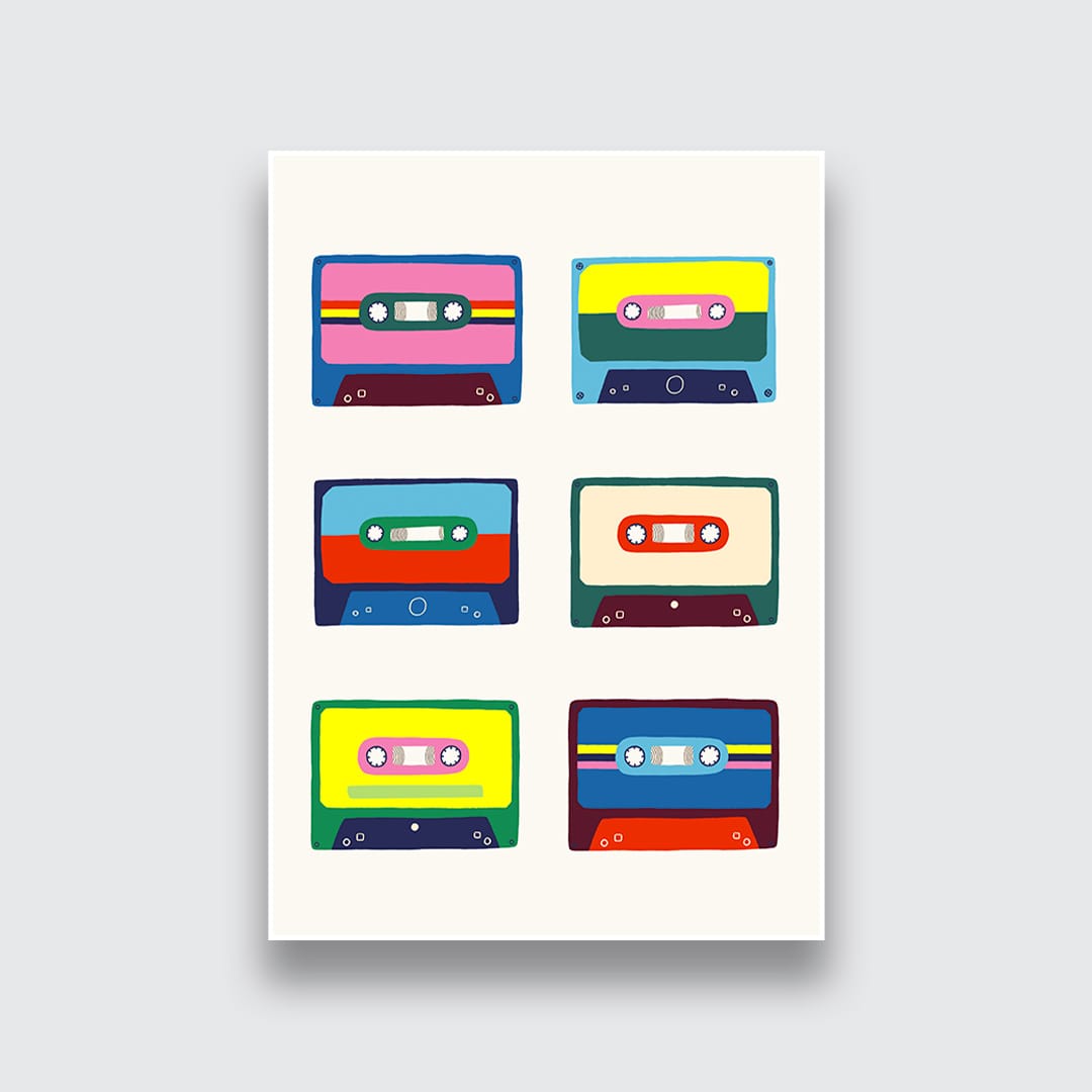 Favourite Cassettes Art Print by Crissie Rodda